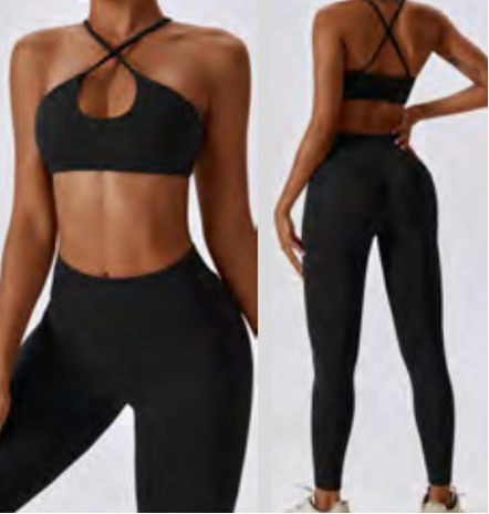 Top Cuello X & Leggins (negro)